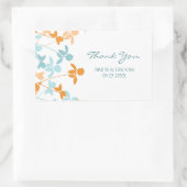 Sticker Rectangulaire Balises de mariage Merci bleu orange (Sac)