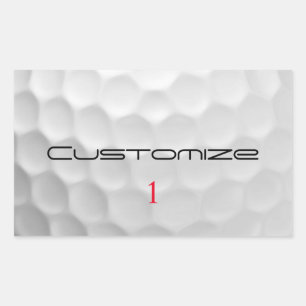 Sticker Rectangulaire Balle de golf blanche texturée avec nom et numéro