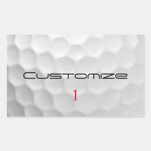 Sticker Rectangulaire Balle de golf blanche texturée avec nom et numéro (Devant)