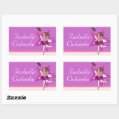 Sticker Rectangulaire ballerine fille violet nom de ballet id autocollan (Feuille)