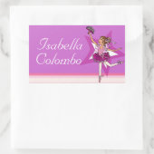 Sticker Rectangulaire ballerine fille violet nom de ballet id autocollan (Sac)