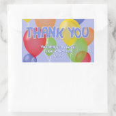 Sticker Rectangulaire ballons bleu découpe biscuits anniversaire merci (Sac)