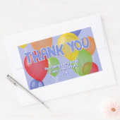 Sticker Rectangulaire ballons bleu découpe biscuits anniversaire merci (Enveloppe)