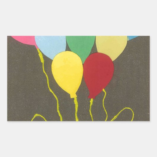 Sticker Rectangulaire Ballons d'anniversaire colorés Design graphique (Devant)