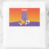 Sticker Rectangulaire Bals de sport pour la 8e fille (Sac)
