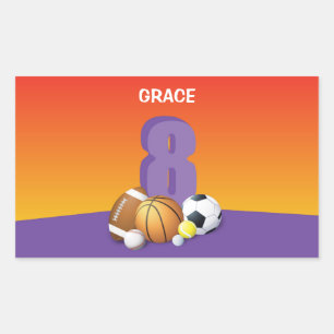 Sticker Rectangulaire Bals de sport pour la 8e fille