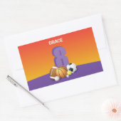 Sticker Rectangulaire Bals de sport pour la 8e fille (Enveloppe)