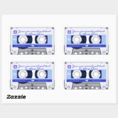Sticker Rectangulaire Bande de cassette - bleu - (Feuille)