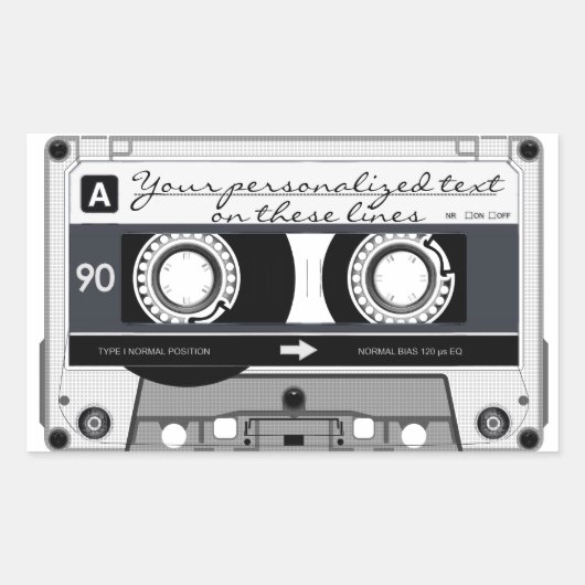 Sticker Rectangulaire Bande de cassette - noir - (Devant)