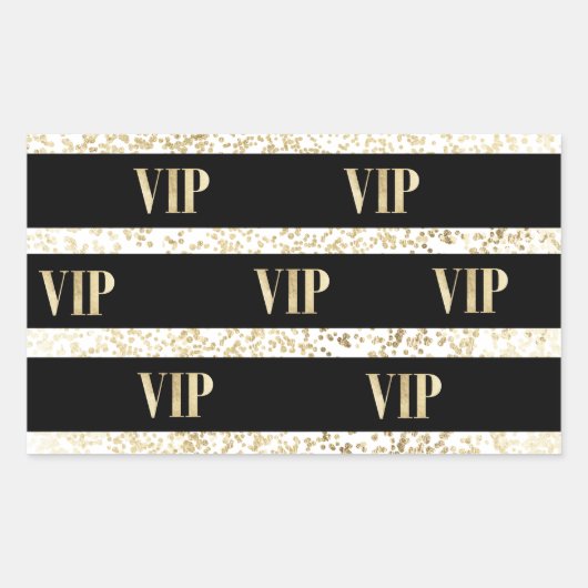 Sticker Rectangulaire Bande de confetti noir et or chic VIP (Devant)