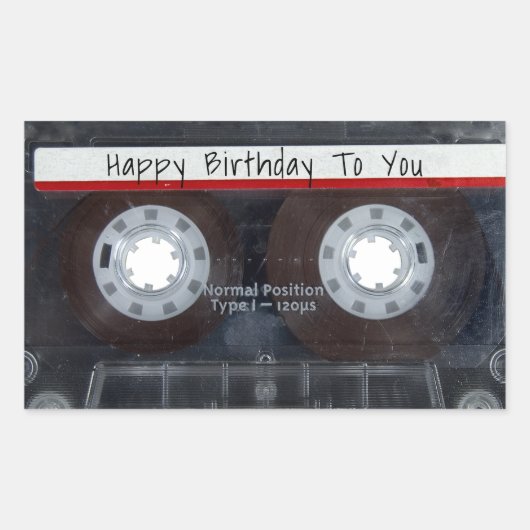 Sticker Rectangulaire Bande de la cassette d'anniversaire (Devant)