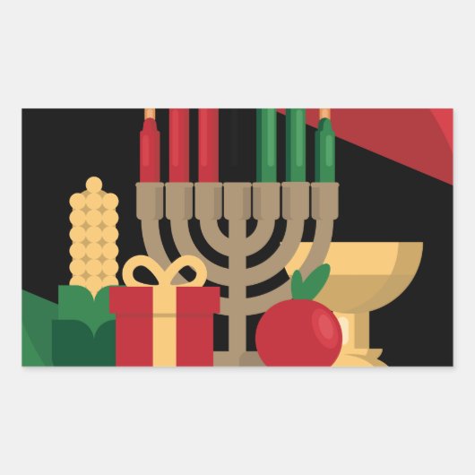 Sticker Rectangulaire bande diagonale Happy Kwanzaa (Devant)