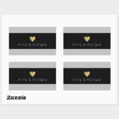 Sticker Rectangulaire bande noire avec des noms, amour mariage (Feuille)