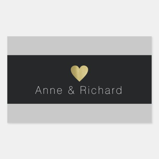 Sticker Rectangulaire bande noire avec des noms, amour mariage (Devant)