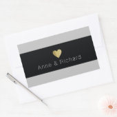 Sticker Rectangulaire bande noire avec des noms, amour mariage (Enveloppe)