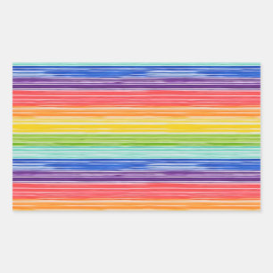 Sticker Rectangulaire Bandes arc-en-ciel inondées
