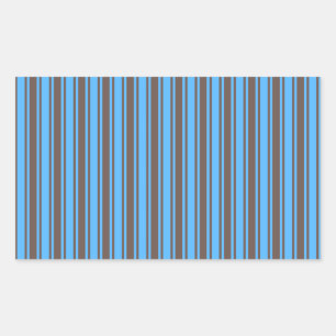 Sticker Rectangulaire Bandes de bonbons Brown et bleues