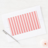 Sticker Rectangulaire Bandes de bonbons corail et blanc (Enveloppe)