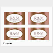 Sticker Rectangulaire Bandes de bonbons rose classique monogramme faveur (Feuille)