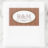 Sticker Rectangulaire Bandes de bonbons rose classique monogramme faveur (Sac)