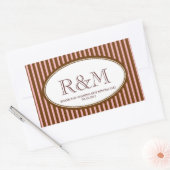 Sticker Rectangulaire Bandes de bonbons rose classique monogramme faveur (Enveloppe)
