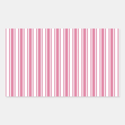 Sticker Rectangulaire Bandes de bonbons roses et blanches (Devant)