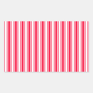 Sticker Rectangulaire Bandes de bonbons rouges et blancs