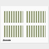 Sticker Rectangulaire Bandes de bonbons vert olive et blanc (Feuille)