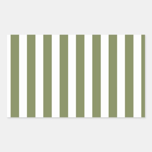 Sticker Rectangulaire Bandes de bonbons vert olive et blanc (Devant)