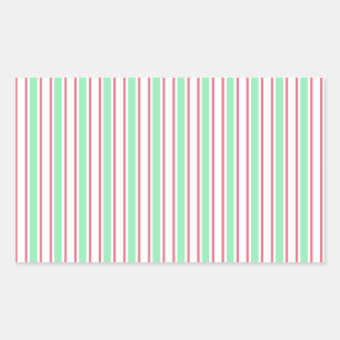 Sticker Rectangulaire Bandes de bonbons vert, rose et blanc à la menthe