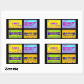 Sticker Rectangulaire Bandes de cassettes Pop Art Retro 80s (Feuille)