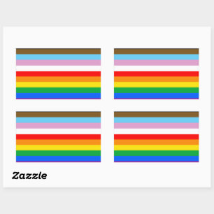 Sticker Rectangulaire Bandes du drapeau de progrès LGBTQ+