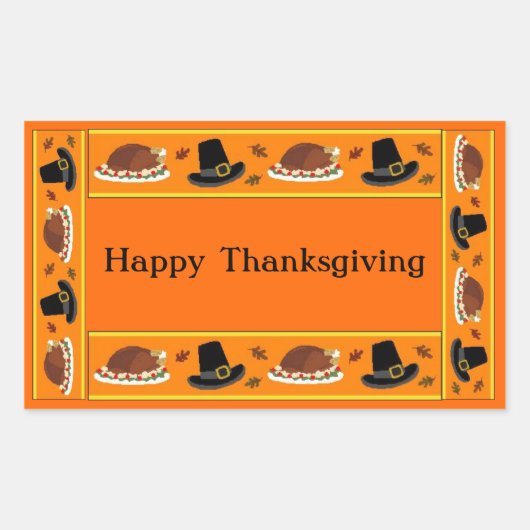 Sticker Rectangulaire Bannière de Thanksgiving (Devant)