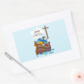 Sticker Rectangulaire Baptême Arche du garçon Noah, mignons animaux Pers (Enveloppe)