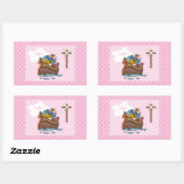 Sticker Rectangulaire Baptême bébé Noé's sur mesure, Rose fille (Feuille)