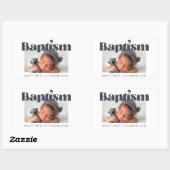 Sticker Rectangulaire Baptême Moderne Gras Simple Merci Photo (Feuille)