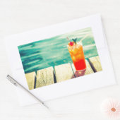 Sticker Rectangulaire Bar de piscine à coucher de soleil rétro (Enveloppe)