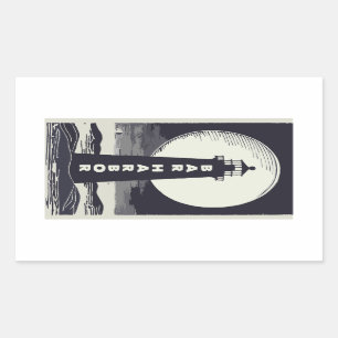 Sticker Rectangulaire Bar Harbour Maine Lighthouse Moon