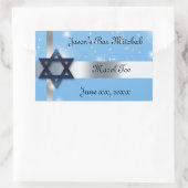 Sticker Rectangulaire Bar Mitzvah, Etoile de David, Bleu et Argent (Sac)