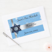 Sticker Rectangulaire Bar Mitzvah, Etoile de David, Bleu et Argent (Enveloppe)
