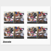 Sticker Rectangulaire Barbecue de viande de crocodile ... Thaïlande Stre (Feuille)