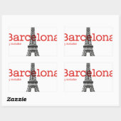 Sticker Rectangulaire Barcelona-Eiffel by mstake (Feuille)