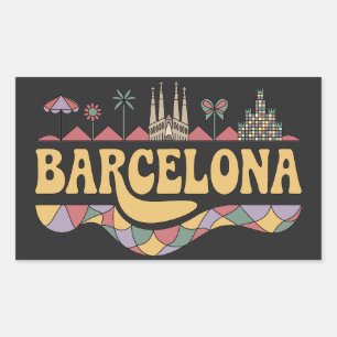 Sticker Rectangulaire Barcelone Espagne Europe