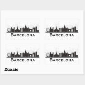 Sticker Rectangulaire Barcelone, Espagne | Skyline de la ville noire et  (Feuille)