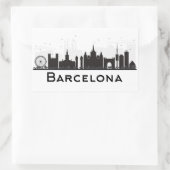 Sticker Rectangulaire Barcelone, Espagne | Skyline de la ville noire et  (Sac)