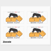 Sticker Rectangulaire Barn Hunt Dog sur Bales (Feuille)