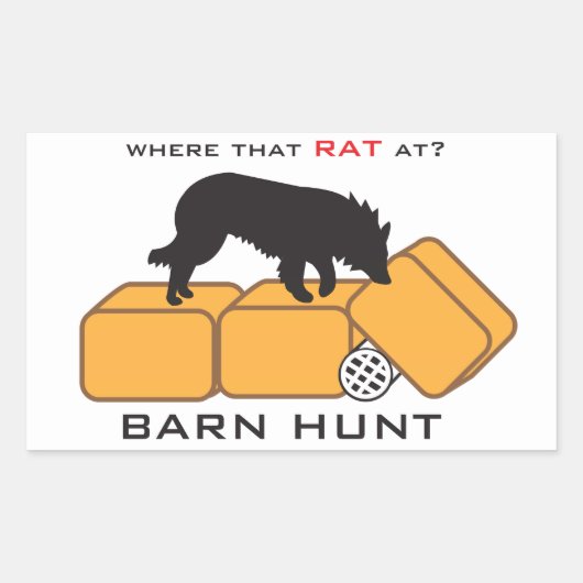 Sticker Rectangulaire Barn Hunt Dog sur Bales (Devant)