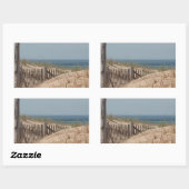 Sticker Rectangulaire barrière de plage patinée dans les dunes (Feuille)