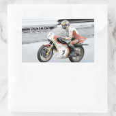 Sticker Rectangulaire Barry Sheene 2, la version teinte à la main (Sac)