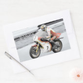 Sticker Rectangulaire Barry Sheene 2, la version teinte à la main (Enveloppe)